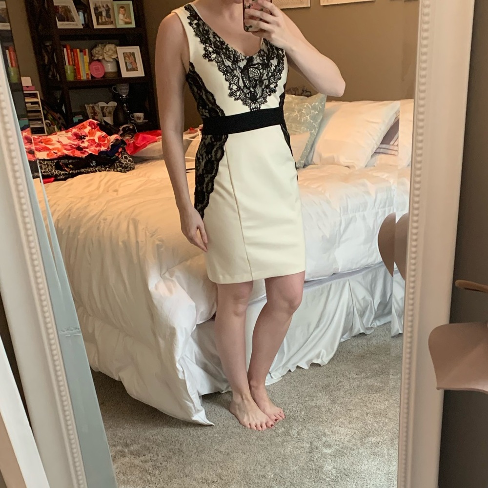 Cream and black lace dress